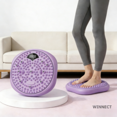 WINNECT 360회전 발바닥 지압 마사지판 허리 스트레칭 발지압판 스탭퍼 스마트 디지털 디스플레이 회수 칼로리 시간 표시, 퍼플, 1개