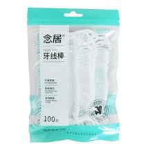 細滑牙線棒【袋裝100入】8包 獨立包裝方便攜帶，深入清潔牙縫，預防蛀牙, 8套, 100個裝, 7.4cm