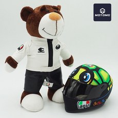 非凡優選 機車機車頭盔熊公仔機修賽車拉力熊尾箱吊飾玩偶agv頭盔小熊, agv白皮熊+烏龜, 1個