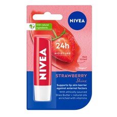 NIVEA 妮維雅 水漾護唇膏, 1個, 4.8g, 草莓亮彩