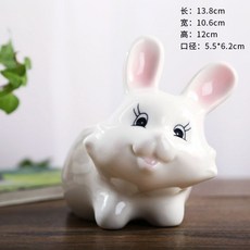 인형 화분 세라믹 코끼리 다육 플랜테리어 감성 인테리어 오브제 소품 장식 꽃병, 핑크귀 대형 토끼