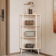 공간 활용 장식장 코너 수납장 틈새 철제 유리 술 진열장 북유럽 모던 화이트, 베이지화이트 40x40x105