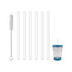 KLOW 로우OAH CON 온tigo 흘림 방지 414ml(14온스) 텀블러와 호환되는 교체용 빨대 브러시 1개 포함 6팩 (화이트) 290095, KLOW 로우OAH CON 온tigo 흘림 방지 414