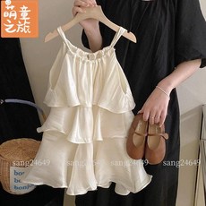 【潮童必備】女童洋裝夏天短袖連身裙兒童韓版洋裝童裝韓國童裝夏季女童甜美荷葉邊小清新吊帶裙女女童時尚裙子正韓童裝5HH