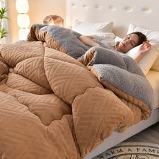 paramicia 겨울이불 극세사 두꺼운 양면 이불, 카키
