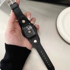 复古真皮手镯表带, 【没有表】黑色,适用于苹果38/40/41mm表盘