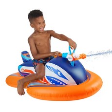 Super Soaker 鯊魚造型水上坐騎，兒童戲水玩具，內置水槍，夏日必備, 彩色, 1箱