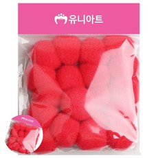 [엠유종합상사] 파스텔폼폼이 만들기재료 솜방울폼폼이털방울 퐁퐁 30mm 빨강