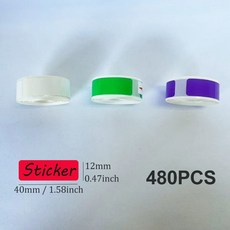 12*40mm 컬러 투명 열 스티커 롤 자체 접착 라벨 테이프 종이 이름표 정렬 메모 Marklife P12 P15 D30, 3 rolls pattern B