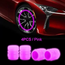 4pcs 빛나는 밸브 모자 형광 밤 자동차 오토바이 자전거 바퀴 타이어 허브 줄기 Decors, 4pcs Pink