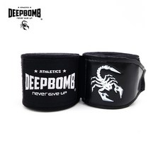 古川小夫 DEEPBOMB 拳擊手綁帶 微彈性 4.8m 4m 3m 泰拳綁帶 黑色, 1個