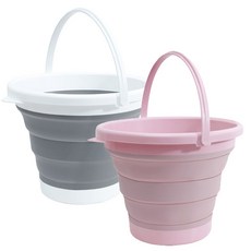 라라하우스 다용도 접이식 폴딩 버킷 10L, 그레이, 핑크, 2개