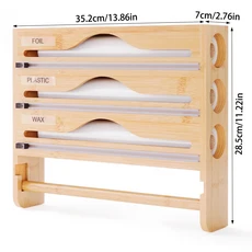 주방 벽걸이형 비닐 랩 커터 모던한 주방 효율적인 정리함, 1개, 원목 색상 3층