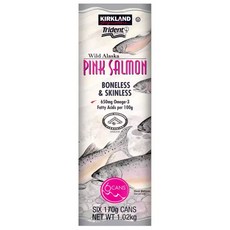6캔입 코스트코 커클랜드 와일드 알래스카 핑크 살몬 연어 통조림 Kirkland Signature Wild Alaskan Pink Salmon 6 x 170g, 1.02kg, 1개