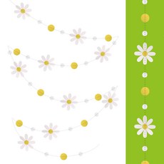 데이지 종이가랜드x 3개 파티장식 봄 벽꾸미기 생일 꽃가랜드 돌잔치 베이비샤워, 1세트