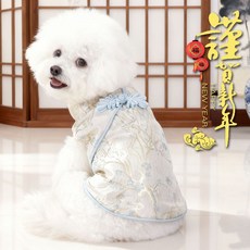 i豆寵物 寵物秋冬裝 貓咪公主裙 織金小清新國風 小型犬泰迪適用, 【淡藍紋繡】寵物裙 CW15藍,XS 【織金工藝】, 1個