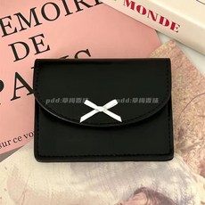 新款韓系ins甜美便攜卡包零錢包小巧純色簡約PU皮質蝴蝶結收納包