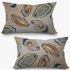 Exqcom Vintage Oysters Coastal Beach Pillow Covers 18x18 Beachy Room Decor Aesthetic Retro Coastal, 해변 베개 커버-k