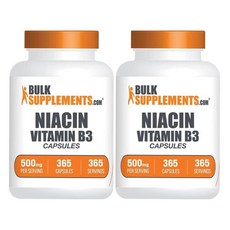 벌크서플먼츠 나이아신 500mg 비타민 B3 캡슐 365정, 2개