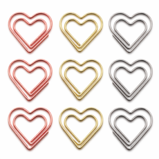 감성 하트 페이퍼클립 로즈 골드 실버 메탈 북마크 다꾸 문구 클립 3종, 1개, 30개입