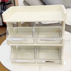 桌面收納架 三層 透明整理架, 1個, 三層(象牙白)/1個