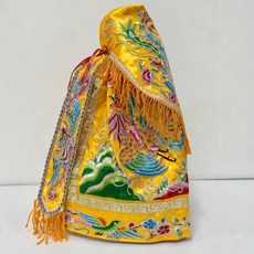 古德 平繡鳳袍 黃鳳袍 神明衣 瑤池金母 王母娘娘 九天玄女 地母娘娘, 1個, 1尺2長神明衣 / 1尺3神明穿尺