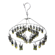 CherryGlobal 圓形不鏽鋼秒收衣架 多夾設計 360度旋轉 防風 襪子內衣專用, 不鏽鋼色