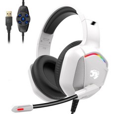 Gaming Headset with Microphone for Pc Xbox One Series Xs Ps4 Ps5 Switch Stereo Wired Noise Cancell, IMYB White+