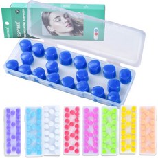 수면 수영용 이어플러그 10쌍 - 재사용 가능한 노이즈 캔슬링 소프트 실리콘 젤 왁스 코골이 수영 여행 목욕 콘서트 및 공부용 보라색 원 사이즈, Blue, One Size