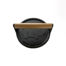 무쇠 스테이크 껍데기 그릴프레스 햄버거 주철 누름팬, 둥근 돼지 18cm 손잡이 로고 없음, 1개, 1cm