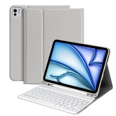 DUNNO 아이패드 블루투스 키보드 케이스 (펜 홀더 내장), 1개, 회색