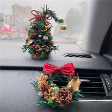甜蜜cosmetics 聖誕永生花乾花車載擺件 風口夾 聖誕樹小精靈松果裝飾 伴手紀念禮品, 聖誕花環風口夾送精油試用裝, 1個