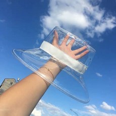 비 오는 날 모자 야외 방수 투명창 멋내기용 패션모자, 성인 (56-58cm), 1개, 화이트 스트랩