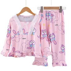 여아 유아 어린이 아동 키즈 주니어 리본 긴팔 봄 가을 겨울 잠옷 파자마 상하세트 실내복