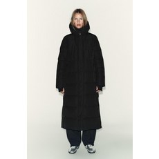 [국내발송] 자라 ZARA 엑스트라 롱 후드 발수 방풍 60% 다운 40% 페더 패딩 코트 - 블랙 3046/247/800