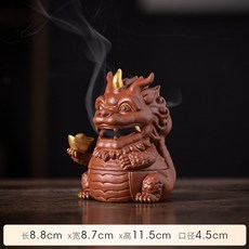 紫砂火麒麟香爐家用室內招財擺件香薰爐沉香薰香爐, 1個, 紫砂麒麟香爐(紫色款)