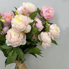 歐式單支3頭芍藥牡丹仿真花家居裝飾攝影花藝假花擺設插花仿真花永生花人造花乾燥花永不凋零拍照道具假花裝飾居家裝飾, 淡粉0072, 1個