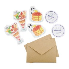 Vintage 。復古家。日本製 古川紙工 文創 Nyanko Biyori 貓咪冰淇淋聖代鬆餅信封信紙組, 1個