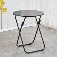 철제테이블 원형 접이식 철제 2인 테이블 야외 직경 60cm 원형 카페 접이식 60CM 녹, G. 블랙 프레임 블랙 테이블