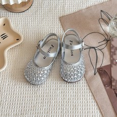 DIU 女寶網面涼鞋夏季款軟底時尚女童水鑽公主鞋網孔半涼鞋子