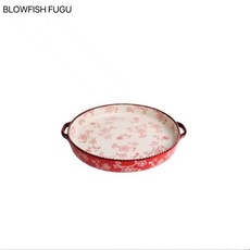 BLOWFISH FUGU 북유럽 파스타 접시 도자기 과일 피자 접시 양식 접시 2P다, 레드 8.8인치