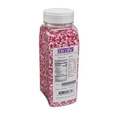 데코팩 하베스트 추수감사절 가을 가을 스팽글 퀸 스프링클 DECOPAC Valentine's Day Quins 18oz Fancy Sprinkles In Heart Shapes, 510g, 1개, Multi색상ed - Red, White and Pin, 1.12 Pound (Pack of 1)