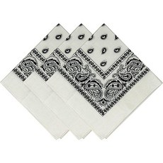 Funky Junque 면 다목적 반다나 스카프 페이즐리 헤드랩 손수건 여성 남성 소년 소녀 용 네온 오렌지. [호환], 3팩: 흰색