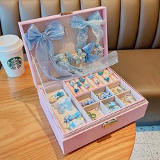 핑크 보석함 2단 보석상자 열쇠잠금 포함, 1개, 핑크 컬러