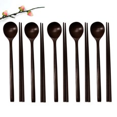 수련 천연옻칠 둥근 나무수저세트, 숟가락 5p + 젓가락 5p, 1개