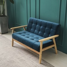 단추소파 엔틱 2인 쇼파 제로 버튼 원목 블루그레이벨벳, I. 공작색 팔걸이