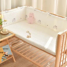 嬰兒牀圍豆豆絨防撞緩衝軟包寶寶安撫兒童牀拼接牀圍擋一片式裝, 1個, 櫻桃兔