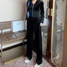 LE_EMMA Colin Velvet 女士訓練 女士訓練家居服 女士訓練套裝 女士訓練套裝 冬季運動服套裝 冬季訓練服套裝 式女士運動服套裝