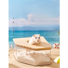 햄스터 사각 목욕통 모래존 샌드박스 목욕실, 2000kg, 1개, 4_투명 고양이 귀 중형 욕실