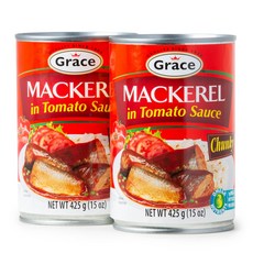 그레이스 청키 고등어 토마토 소스 15oz - 2개 팩 - Grace Chunky Mackerel In Tomato Sauce 15oz - 2 Pack - Canned Macke, Chunky Mackerel 15 oz 2 Pack, 1개